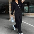 thumbnail image 1 of Aueoeo Womens Two Piece Outfits Trendy Sets Oversized Button Up Cardigan and Long Pants Wide Leg Sweatpants Matching Causal Set, 1 of 6