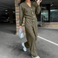 thumbnail image 1 of Aueoeo Womens Two Piece Outfits Trendy Sets Oversized Button Up Cardigan and Long Pants Wide Leg Sweatpants Matching Causal Set, 1 of 6
