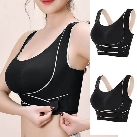 Aueoeo Womens Underwear,2PCWomen Fashion Sexy Side Buckle Yoga Underwear Waistcoat Traceless Together Everyday Bras Support Comfort Bras Support Everyday Saving!