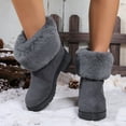 thumbnail image 1 of Aueoeo Womens Winter Boots Furs Snow Boots Ankle Booties Fuzzy Warm Low Heel Suede Short Boots Slip On Shoes Gray, 1 of 9