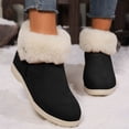 thumbnail image 1 of Aueoeo Womens Winter Flat Boots Furs Snow Boots Ankle Booties Fuzzy Warm Short Boots for Girl Side Zip Boots Black, 1 of 6