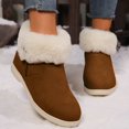thumbnail image 1 of Aueoeo Womens Winter Flat Boots Furs Snow Boots Ankle Booties Fuzzy Warm Short Boots for Girl Side Zip Boots Brown, 1 of 6
