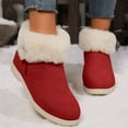 thumbnail image 1 of Aueoeo Womens Winter Flat Boots Furs Snow Boots Ankle Booties Fuzzy Warm Short Boots for Girl Side Zip Boots Red, 1 of 7