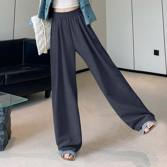 Aueoeo Work Pants Women Sweatpants Ladies' Thin Solid Color High Waist Loose Hanging Straight Casual Pants Sports Drying Pants Womens Sweatpants