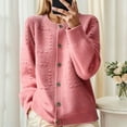 thumbnail image 1 of Aueoeo Workout Sweater Work Sweater Women's Round Sleeved Solid Color Breasted Knitted Sweater Cardigan Cute Sweaters For Teens, 1 of 6