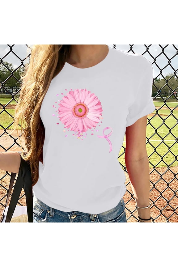 Workout Tank Top Woman Cute Summer Top Ladies' Round-Neck Breast Printed Short-Sleeved T-Shirt Top Business Casual Top For Women