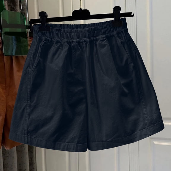 Aueoeo Y2K Shorts Plus Size Swim Shorts Women's Elastic Waist Loose Casual Pants With Pocket Buttons