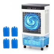 Auertech Evaporative Air Cooler 2000CFM Portable Oscillating Swamp Cooler Air Cooling Fan with 5.6 Gal Water Tank White