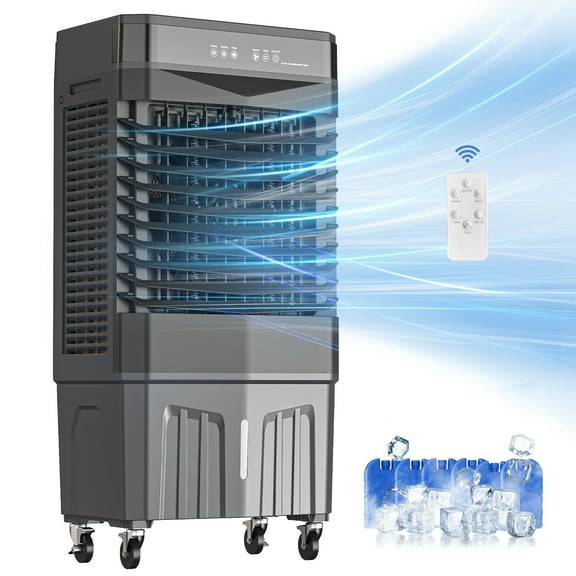 Auertech Portable Evaporative Air Cooler with Remote, 2700CFM 12H Timer 3 in 1 Swamp Cooler, 6 Ice Boxes, 8.2 Gal Water Tank
