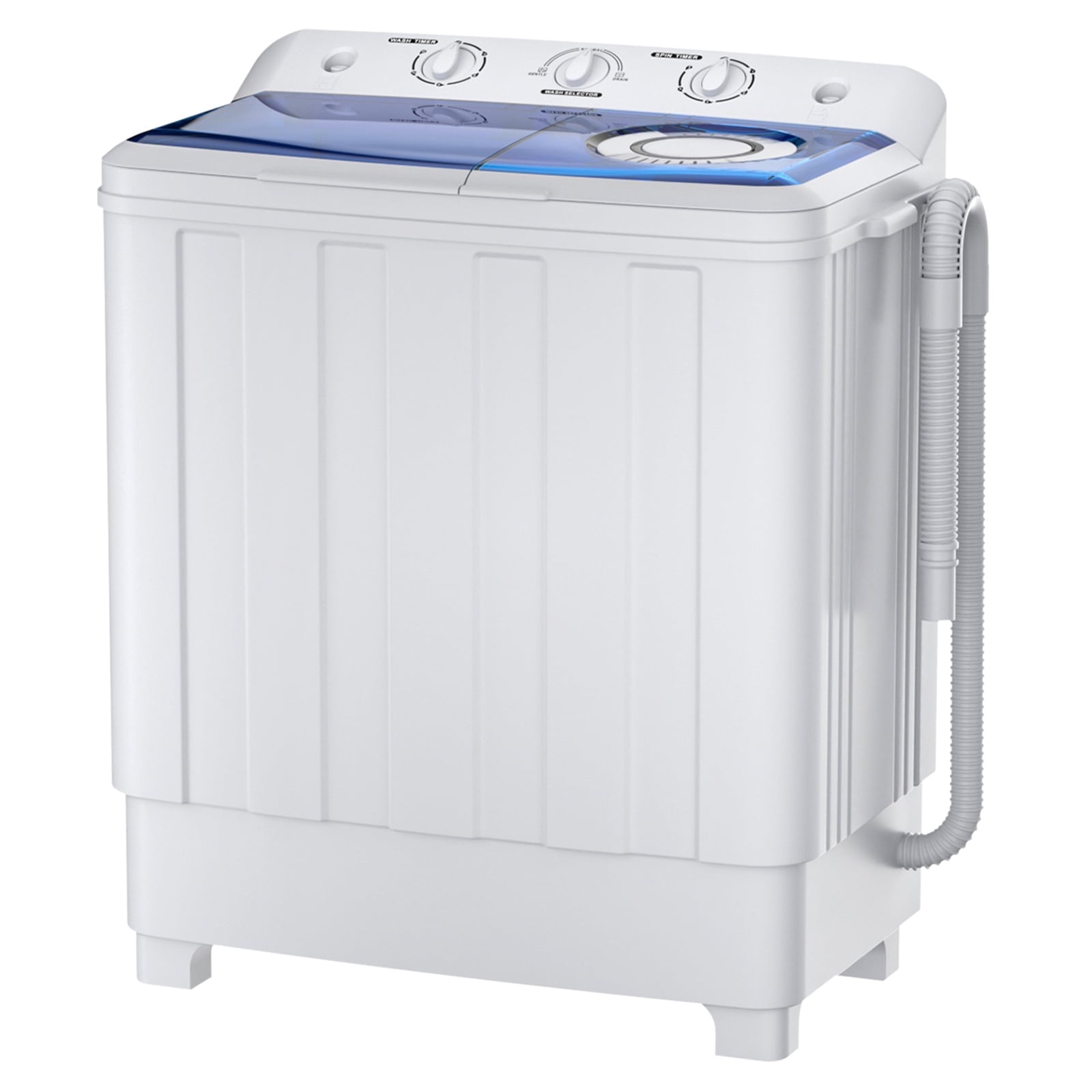 Auertech Portable Washer 28lbs Twin Tub Compact with Drain Pump, Semi-Automatic Washer Spinner Combo