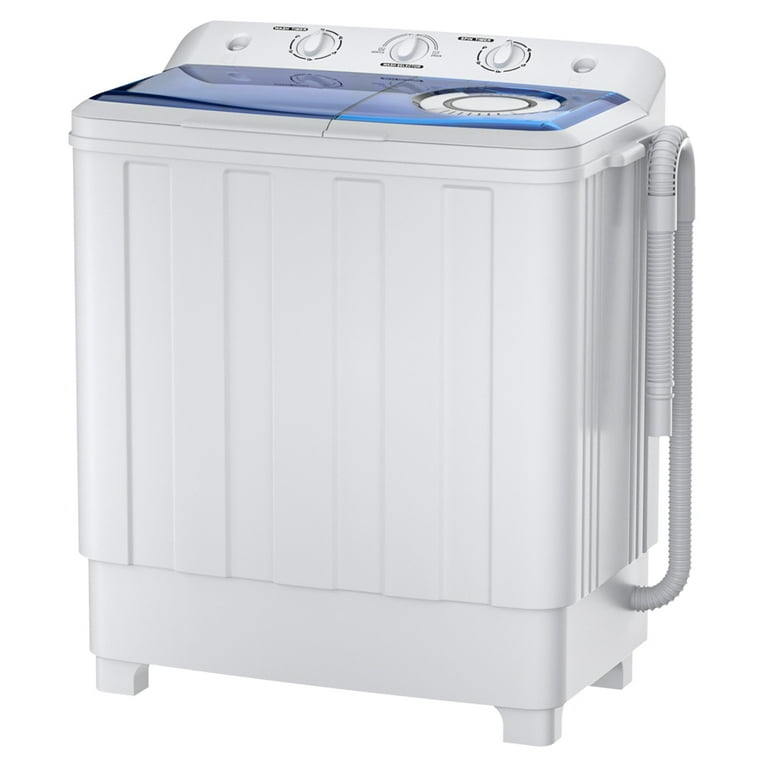 Auertech Portable Washing Machine, 14lbs Mini Twin Tub Washer Compact Laundry Machine with Built - in Gravity Drain Time Control, Semi