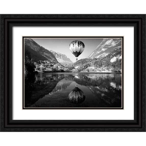 Auf Dem, Andrea 24x18 Black Ornate Wood Framed with Double Matting Museum Art Print Titled - La Mongolfiera