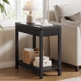 thumbnail image 1 of Aufeile End Table, Narrow Fluted Boho Wood Side Table with Storage Shelf, Small Space Accent Table, Black, 1 of 9