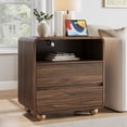 thumbnail image 1 of Aufeile Nightstand with Charging Station, Modern Curved Night Stand with 2 Drawers & Open Shelf, Wood Bedside Table for Bedroom, Wanlut, 1 of 9