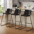thumbnail image 1 of Aufeile 26" Counter Height Bar Stools Set of 3 – Modern Faux Leather Barstools with Back & Metal Legs, Kitchen Bar Chairs for Island, Dining Room, Black, 1 of 8