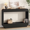 thumbnail image 1 of Aufeile 43" Console Table, Curved Entryway Table with Storage, 2-Tier Wood Sofa Table Behind the Couch, Narrow Entry Table for Hallway Foyer Entrance, Black, 1 of 9
