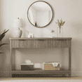 thumbnail image 1 of Aufeile 51" Console Table for Entryway, Fluted Entryway Table with 3 Storage Drawers and Open Shelf, Narrow Couch Sofa Table for Living Room Hallway Entrance Foyer, Gray Oak, 1 of 8