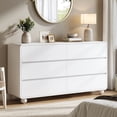 thumbnail image 1 of Aufeile Dresser for Bedroom, 6 Drawer Dresser & Chest of Drawers, 53" Modern Chest of Drawers with Curved Profile Design, Wood Dresser Storage Organizer for Adults, White, 1 of 8