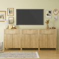 thumbnail image 1 of Aufeile Set of 3 Sideboard Buffet Cabinet with Storage, Modern Modular Fluted Accent Cabinet with 3 Drawers & Adjustable Shelves for Dining Room Living Room, Oak, 1 of 9