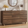 thumbnail image 1 of Aufeile 9 Drawer Dresser for Bedroom, 58.93" Modern Wood Dresser with Curved Design, Chest of Drawers, Walnut, 1 of 12