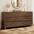 thumbnail image 1 of Aufeile 9 Drawer Dresser for Bedroom, 58.93" Modern Wood Dresser with Curved Design, Chest of Drawers, Walnut, 1 of 1