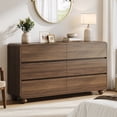 thumbnail image 1 of Aufeile Dresser for Bedroom, 6 Drawer Dresser & Chest of Drawers, 53" Modern Chest of Drawers with Curved Profile Design, Wood Dresser Storage Organizer for Adults, Walnut, 1 of 9