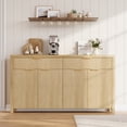 thumbnail image 1 of Aufeile Fluted Buffet Cabinet with 2 Drawers, 55L Large Sideboard Credenza with Adjustable Shelf for Dining Room Storage Cabinet, Kitchen Pantry Organizer, Coffee Bar Station, Natural Oak, 1 of 7