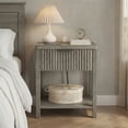 thumbnail image 1 of Aufeile Fluted Nightstand with Charging Station, Modern Bedside Table with Drawer & Open Shelf, End Table with 2 AC Outlets, USB & Type-C Ports for Bedroom or Living Room, Dark Grey Oak, 1 of 7