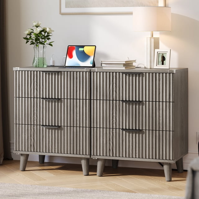 Aufeile Nightstand Set of 2 for Bedroom, Modern Fluted Nightstands with ...