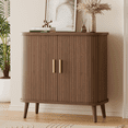 thumbnail image 1 of Aufeile 31" Modern Sideboard Buffet Cabinet, Sliding Tambour Door Accent Cabinet with Adjustable Shelves for Dining Room, Living Room, Kitchen, Entryway, Walnut, 1 of 9