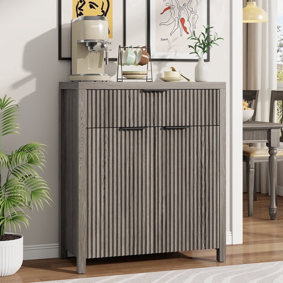 Aufeile Sideboard Buffet Cabinet with Drawer, Small Buffet Table with Adjustable Shelf, Modern Home Accent Furniture for Dining Living Room, Kitchen, Entryway, Gray Oak