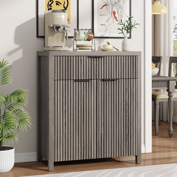 Aufeile Sideboard Buffet Cabinet with Drawer, Small Buffet Table with Adjustable Shelf, Modern Home Accent Furniture for Dining Living Room, Kitchen, Entryway, Gray Oak