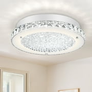 Auffel LED Kitchen Light Fixture for Ceiling Light Fixture,11 Inch Crystal Ceiling Light for Bathroom Hallway Living Room Dimmable 4000K Super Bright