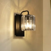 Auffel Crystal Wall Sconce Black Wall Light for Bedroom Bathroom Living Room Hallway 1-Light Clearance
