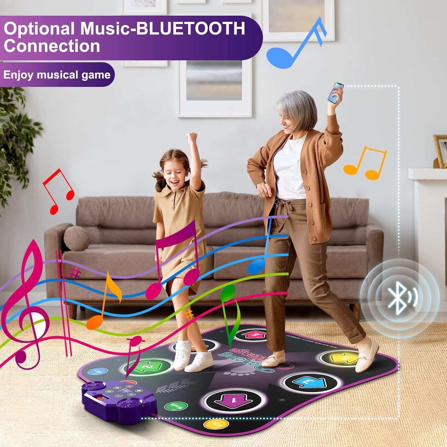 Aufitker Light Up Dance Mat for Kids,Electronic Dance Pad with Wireless Bluetooth Music Dance