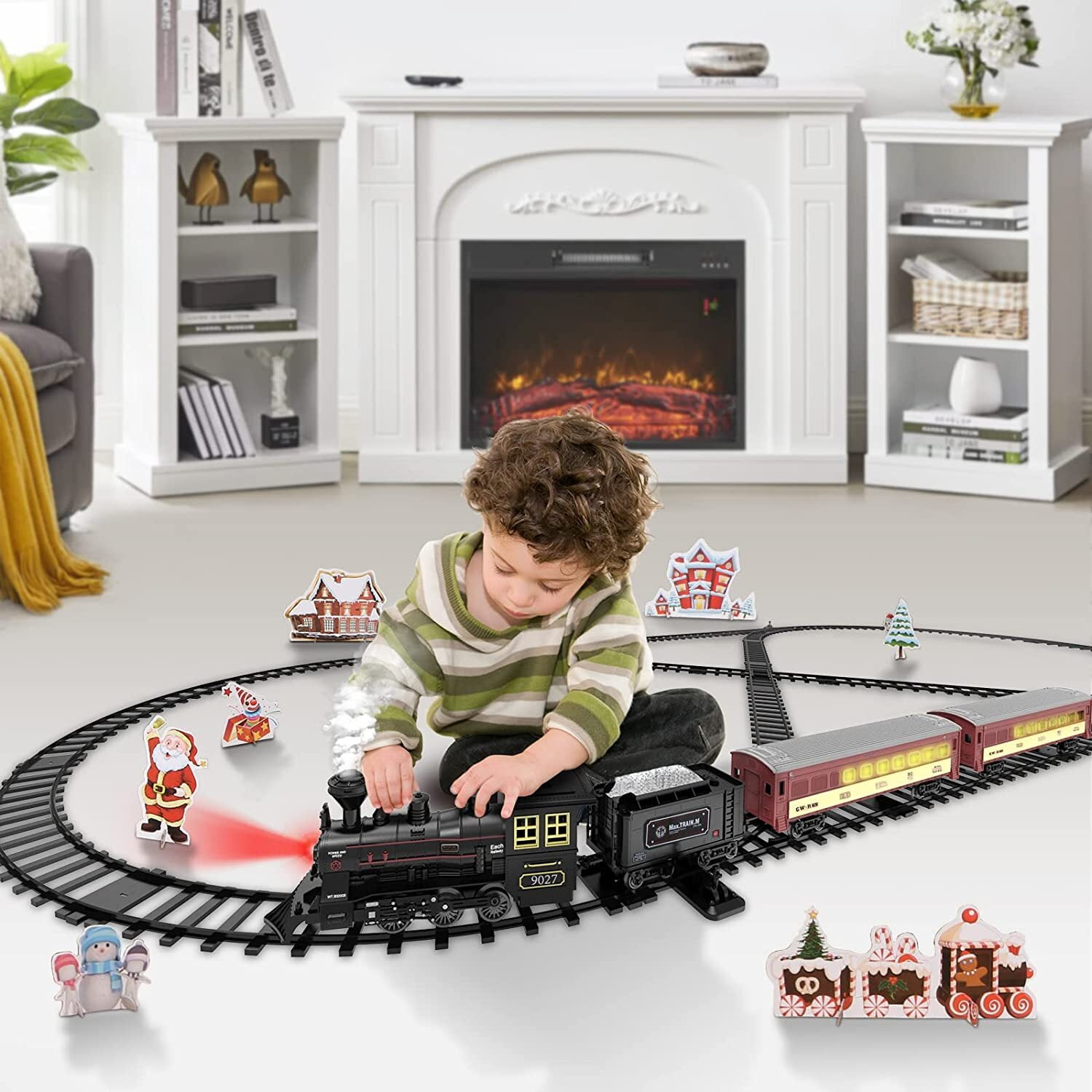 Aufitker Model Train Set for Boys Metal Alloy Electric Trains w