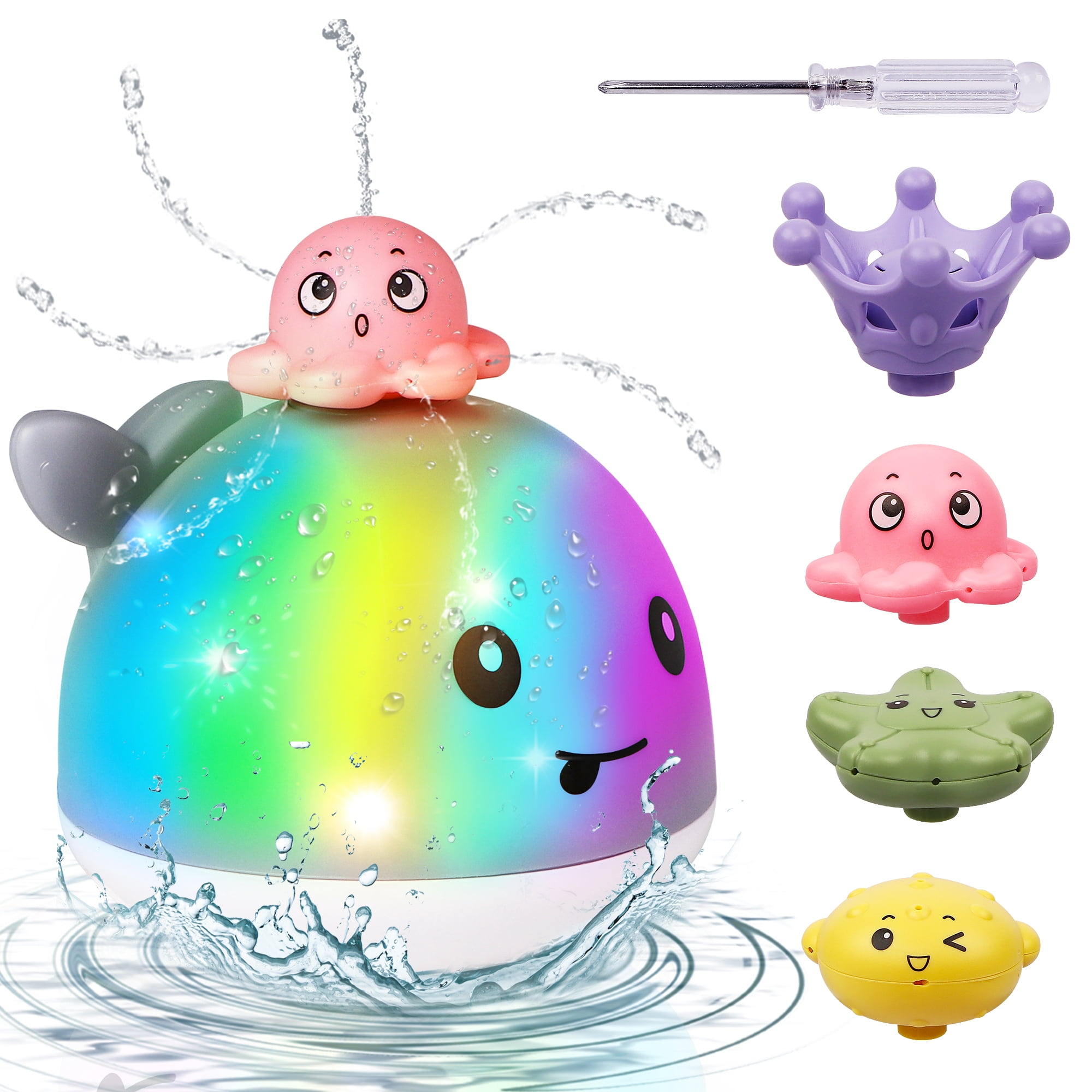 Aufitker Waterproof Lightup Bath Toys, with Smooth Design and Multiple