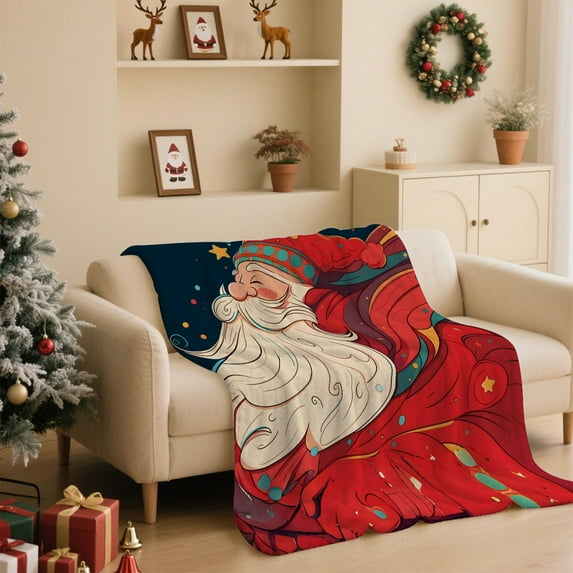 Aufmer 1 Pcs Cozy Holiday Bedspread, Plush Christmas Blanket for Couch, Seasonal Home Decor with Festive Pattern(Multicolor)