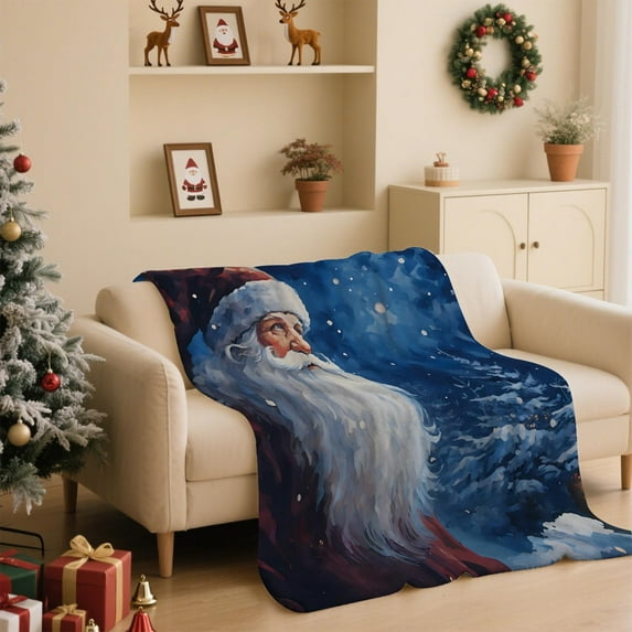 Aufmer 1 Pcs Cozy Holiday Bedspread, Plush Christmas Blanket for Couch, Seasonal Home Decor with Festive Pattern(Multicolor)