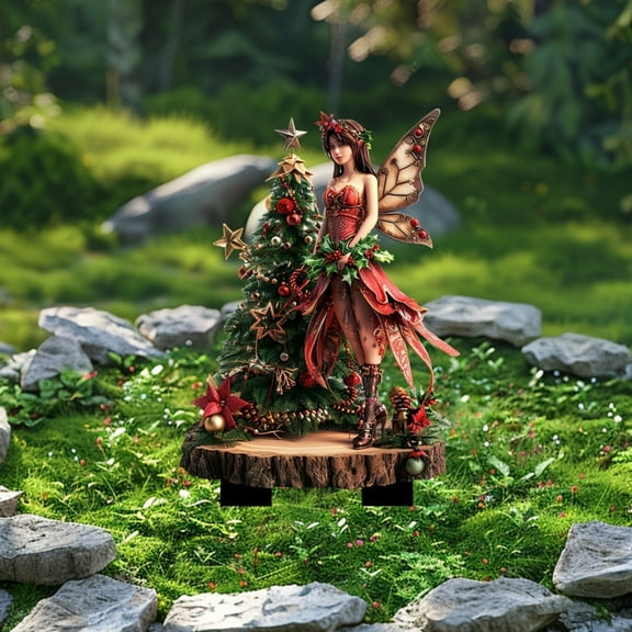 Aufmer 1 Pcs Fairies and Christmas Tree Stake Decor Bohemian Fairy Flower Pot Decoration for Garden Yard Lawn Garden Ground Insert Pots Plants Figurines Handcrafted Fall Decor(multicolor)