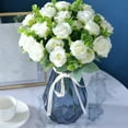 thumbnail image 1 of Aufmer 1 Pcs Fake Flower Bouquets for Wedding Home Decor, Multi Purpose Artificial Floral Arrangement, Decorative Flowers in Colors(White), 1 of 9