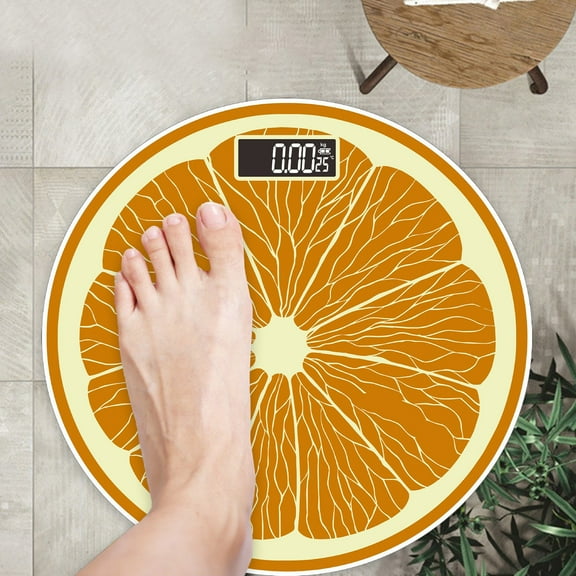 Aufmer 1 Pcs Fruit Pattern Weighing Scales, Glass Top Home Scale with USB Charging, Temperature Measurement Function Scale, Maximum 180kg Capacity for Body Weight Monitoring Gift