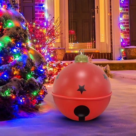 Aufmer 1 Pcs Inflatable Christmas Ball with Bow Bells Design, Outdoor Yard Decor for Tree Hanging, Holiday Festival Inflatable Ornament(Multicolor)