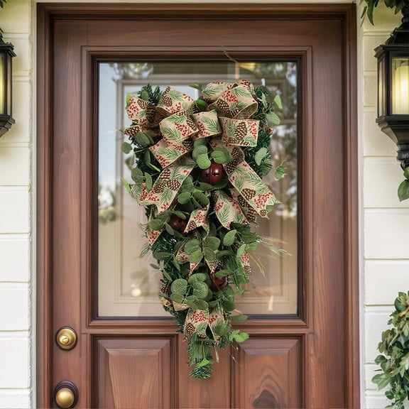 Aufmer 1 Pcs Simulated Bow Bell Wreath, Christmas Wall Hanging Decor, Festive Door Decoration with Realistic Design(Multicolor)