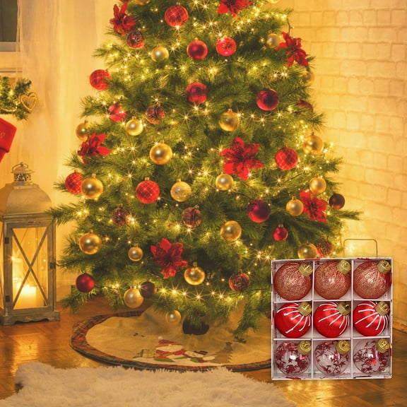 Aufmer 18 Pcs 3.15" Christmas Ball Ornaments - Large Shatterproof Foam Christmas Tree Decorations, Hanging Balls for Xmas Holiday Party Home Decor(Red)