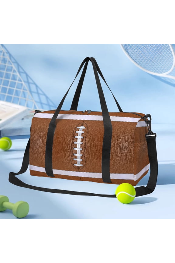 2 Pcs Sports Print Travel Duffel Bag, Yoga Outdoor Storage Bag with Quilted Design, Waterproof Nylon Gym Bag for Soccer Rugby, Multi Compartment Bag for Travel and Weekend Trips Gift