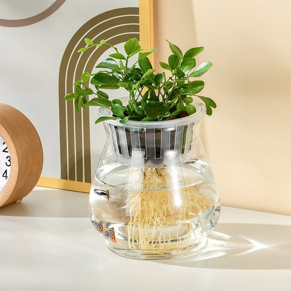 Aufmer 2 pcs Plastic Plant Propagation Terrariums, Hydroponic Vases for Indoor Plants, Transparent Plastic Jars for Home Office Desk Decoration