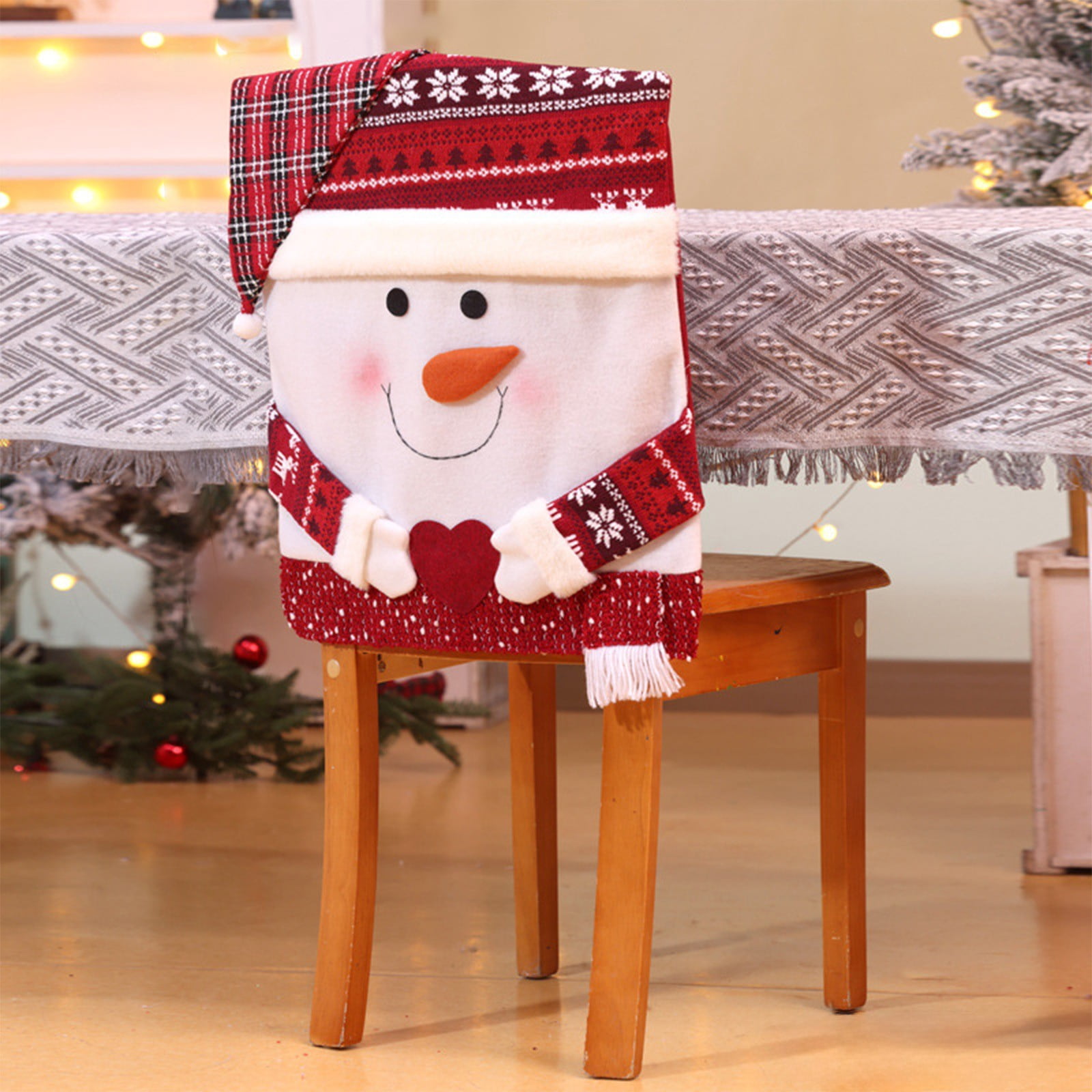 Aufmer 3 Pcs Christmas Chair Covers, Stretch Xmas Kitchen Chair Cover ...