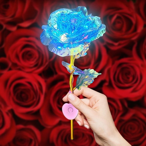 Aufmer 3 Pcs Colorful Luminous Rose Gift for Valentine's Day, Artificial Flower with Lights for Home Decor, Unique Romantic Present for Anniversary and Birthday Gift