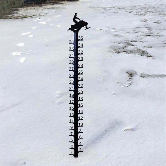 Aufmer 36 inch Snow Gauge Outdoor with Thermometer,Snowflake Iron Art Snow Gauge for Yard,Large Metal Snowfall Measuring Stick Rain Gauge,Snow Depth Measure Ruler for Garden and Christmas Decoration